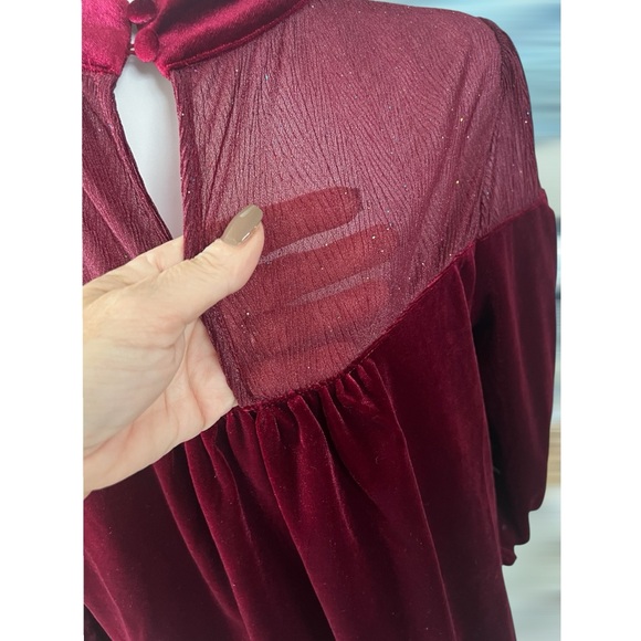 CES FEMME Beautiful burgundy velvety blouse S M L - Picture 7 of 9